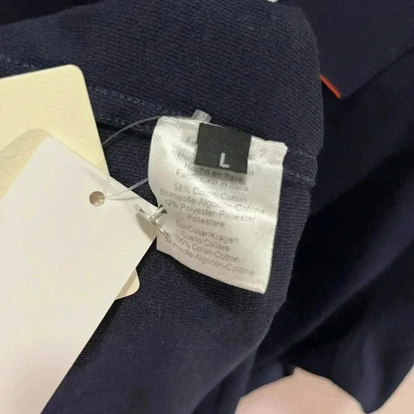 NWT Hermes Sellier Women’s Polo Short Sleeve Shirt Top Navy Blue L - Picture 12 of 15